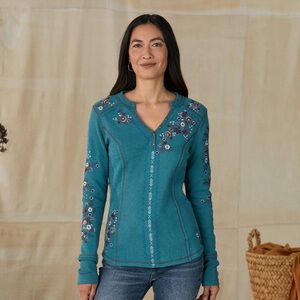 Sundance Fayette Floral Henley 100% Cottom